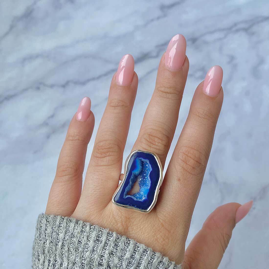 Natural Gamstone Blue Agate Jewelry